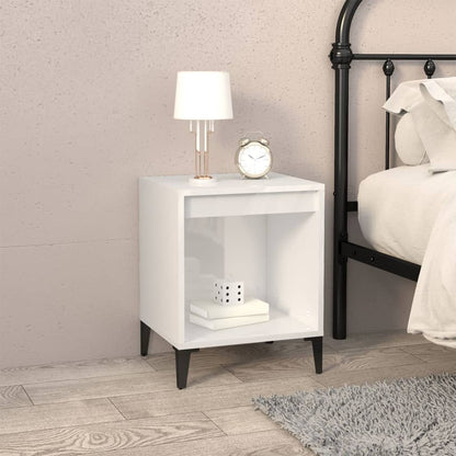 Comodini 2 pz in Bianco Lucido 40x35x50 cm - homemem39