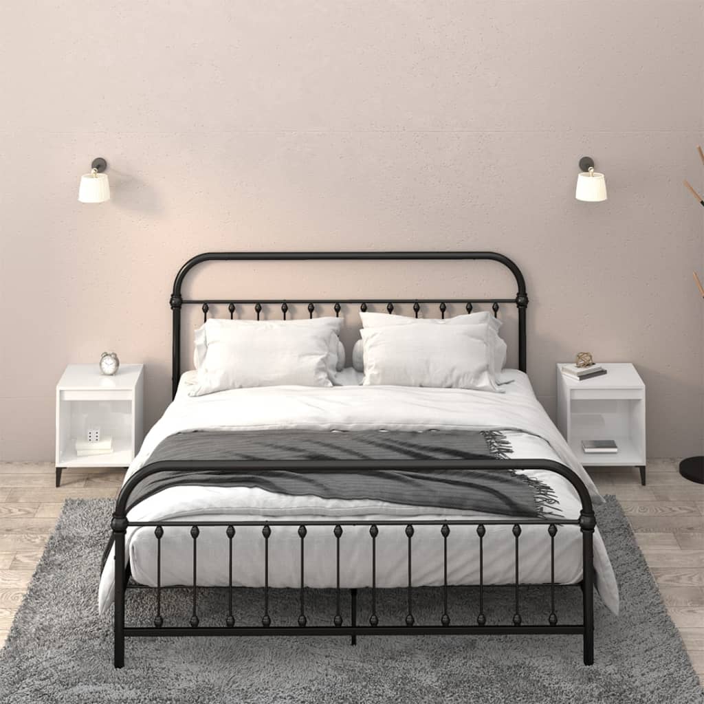 Comodini 2 pz in Bianco Lucido 40x35x50 cm - homemem39