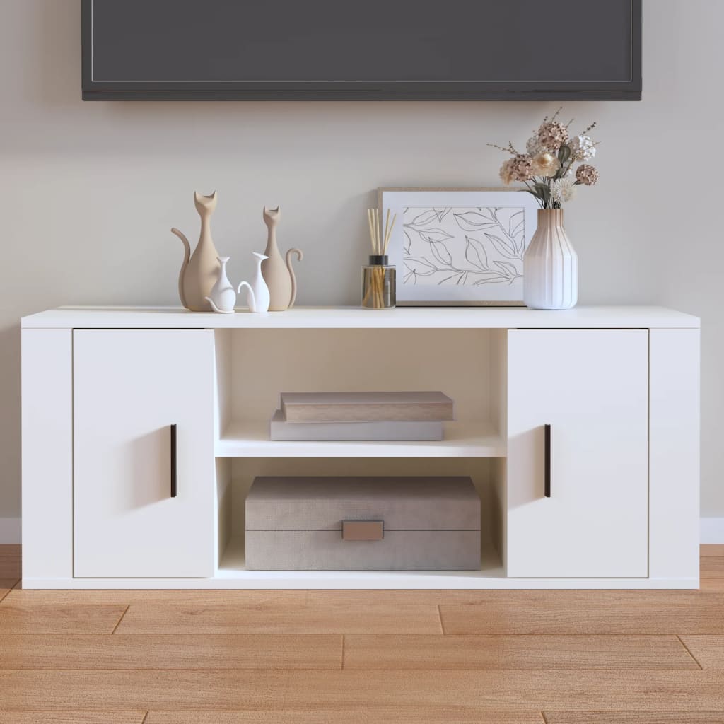 Mobile Porta TV Bianco 100x35x40 cm in Legno Multistrato - homemem39