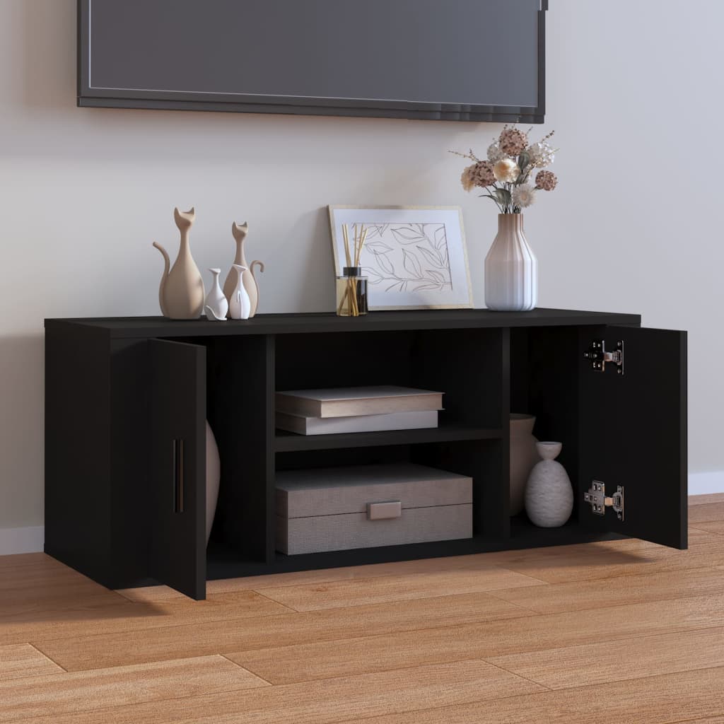 Mobile Porta TV Nero 100x35x40 cm in Legno Multistrato - homemem39