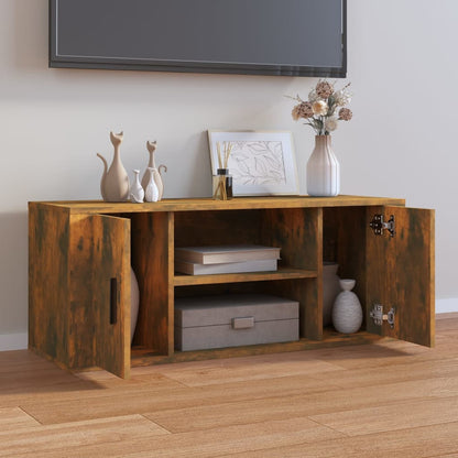 Mobile TV Rovere Fumo 100x35x40 cm in Legno Multistrato - homemem39