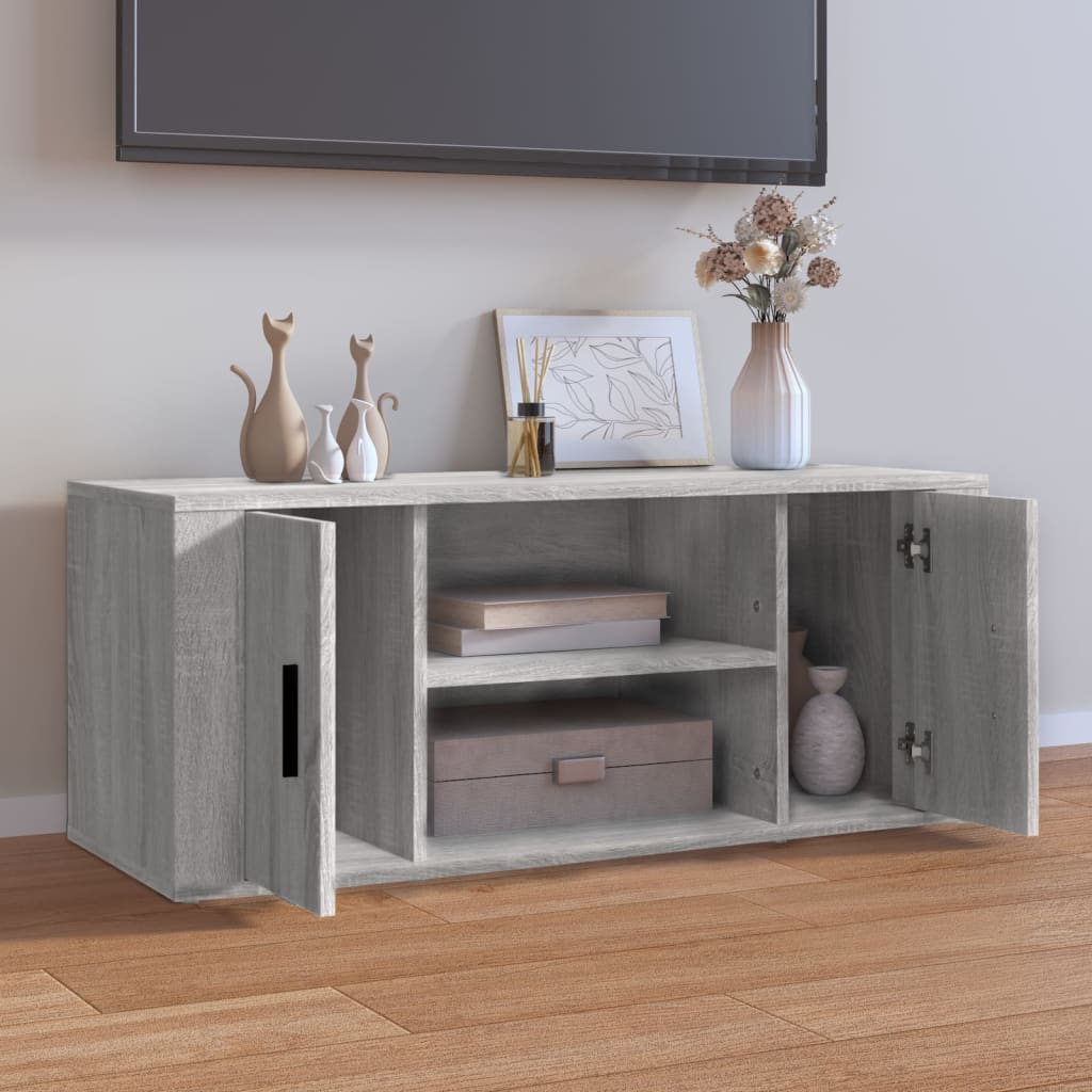 Mobile TV Grigio Sonoma 100x35x40 cm in Legno Multistrato - homemem39