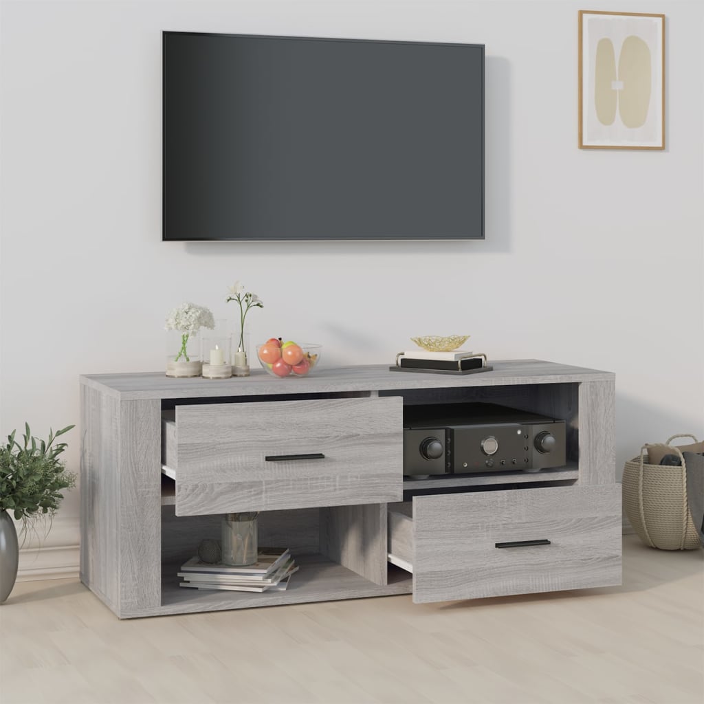 Mobile TV Grigio Sonoma 100x35x40 cm in Legno Multistrato - homemem39