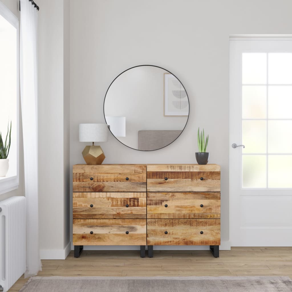 Credenze 2 pz 60x33x75 cm in Legno di Mango Grezzo | homemem39