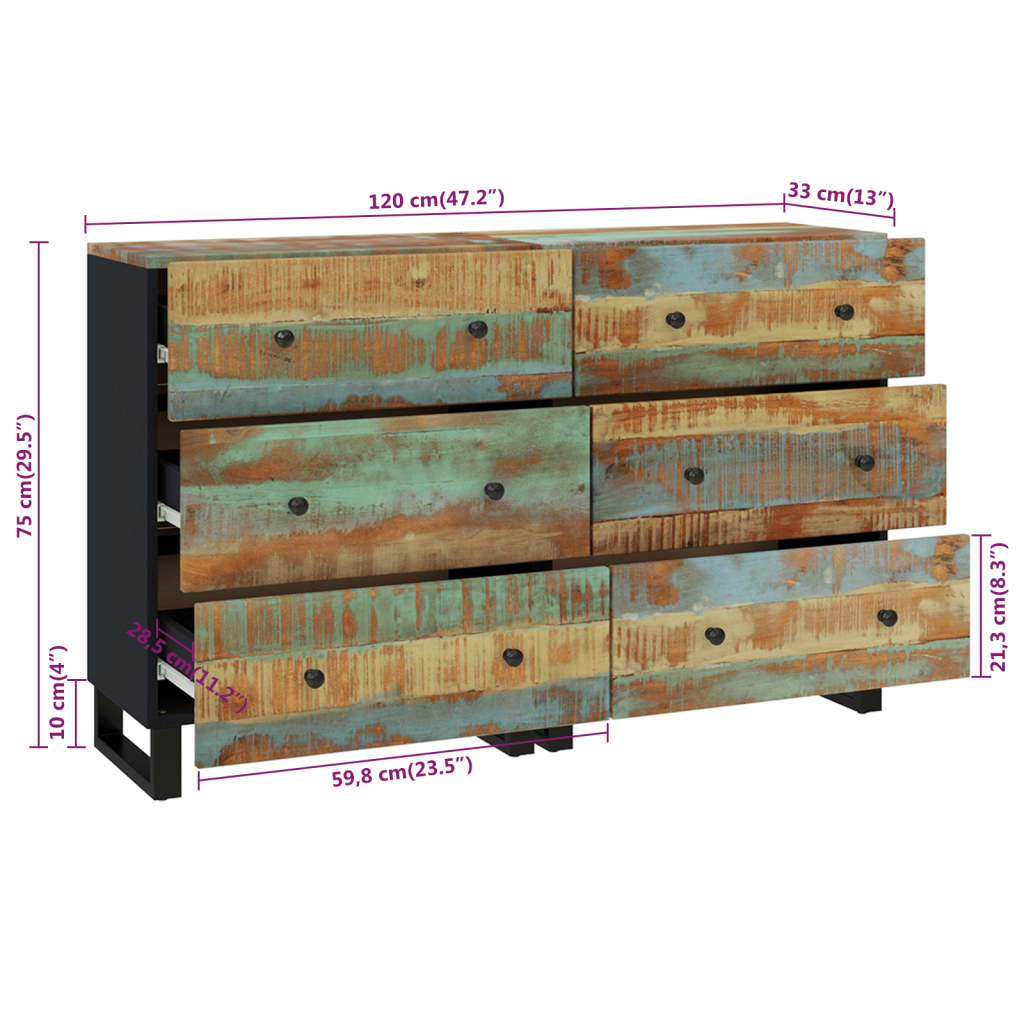 Credenze 2pz 60x33x75 cm in Legno Massello di Recupero | homemem39