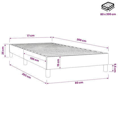 Struttura Letto a Rete a Molle Marrone Scuro 80x200 cm Tessuto
