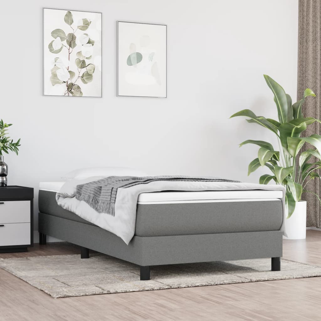 Struttura Letto a Rete a Molle Grigio Scuro 90x190 cm Tessuto