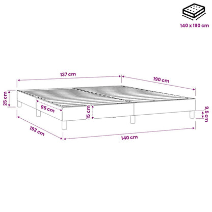 Struttura Letto a Rete a Molle Nero 140x190 cm in Tessuto
