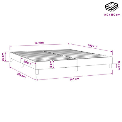 Struttura Letto a Rete a Molle Tortora 140x190 cm in Tessuto