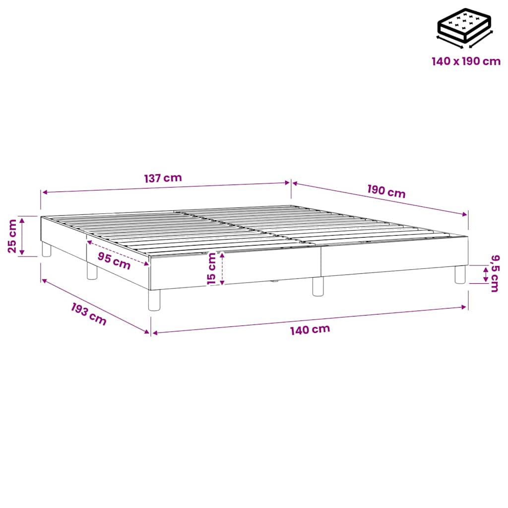Struttura Letto a Rete a Molle Blu 140x190 cm in Tessuto