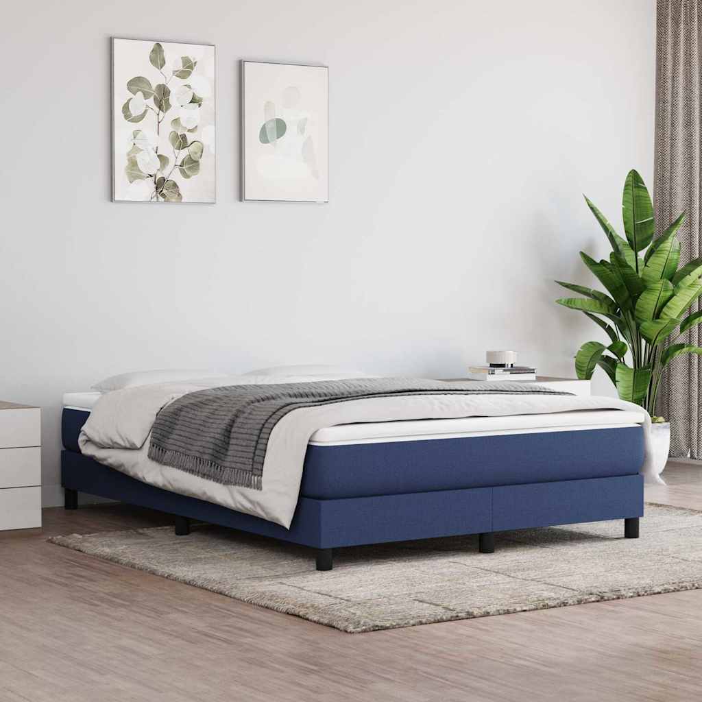 Struttura Letto a Rete a Molle Blu 140x190 cm in Tessuto