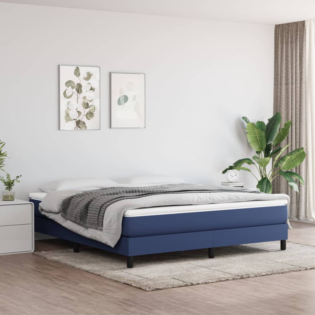 Struttura Letto a Rete a Molle Blu 160x200 cm in Tessuto | homemem39