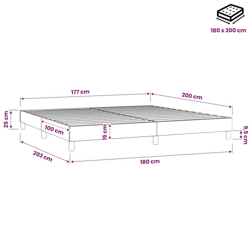 Struttura Letto a Rete a Molle Grigio Chiaro 180x200 cm Tessuto