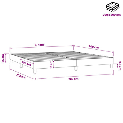 Struttura Letto a Rete a Molle Grigio Chiaro 200x200 cm Tessuto