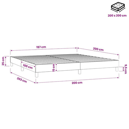 Struttura Letto a Rete a Molle Nero 200x200 cm in Tessuto