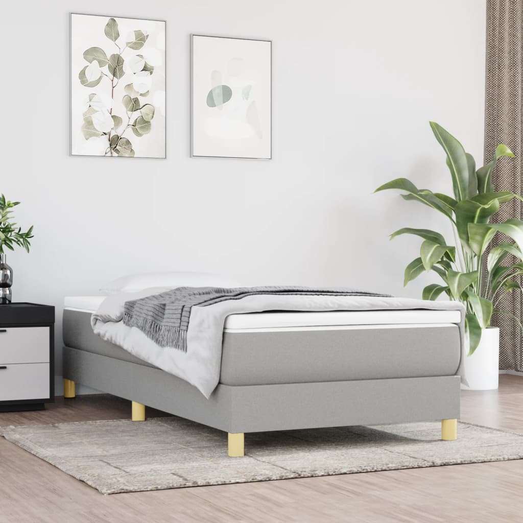Struttura Letto a Rete a Molle Grigio Chiaro 90x190 cm Tessuto