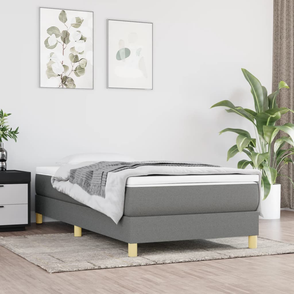 Struttura Letto a Rete a Molle Grigio Scuro 90x190 cm Tessuto | homemem39