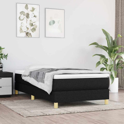 Struttura Letto a Rete a Molle Nero 90x190 cm in Tessuto