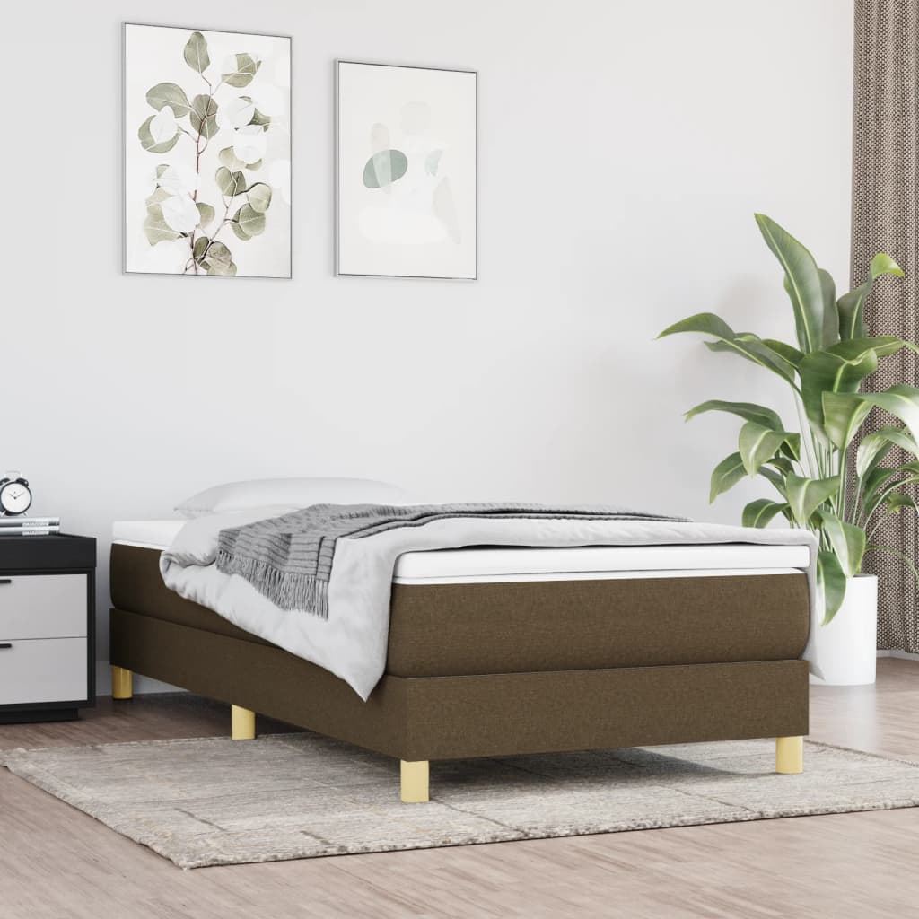 Struttura Letto a Rete a Molle Marrone Scuro 90x190 cm Tessuto | homemem39
