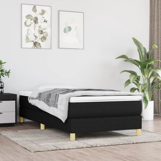 Struttura Letto a Rete a Molle Nero 90x200 cm in Tessuto