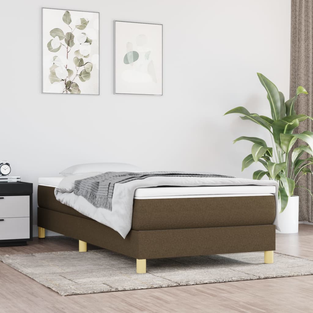 Struttura Letto a Rete a Molle Marrone Scuro 100x200 cm Tessuto | homemem39