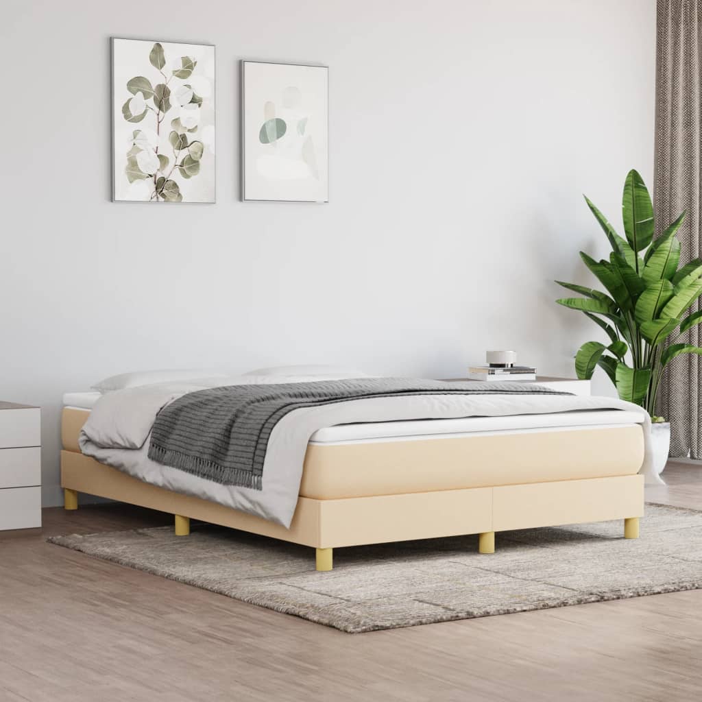 Struttura Letto a Rete a Molle Crema 140x200 cm in Tessuto | homemem39