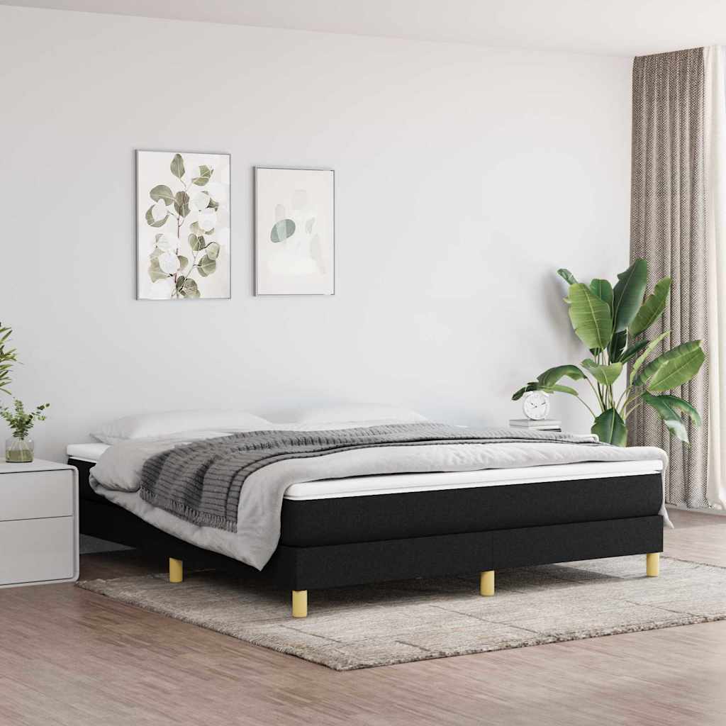 Struttura Letto a Rete a Molle Nero 160x200 cm in Tessuto