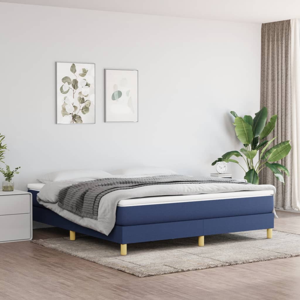Struttura Letto a Rete a Molle Blu 160x200 cm in Tessuto