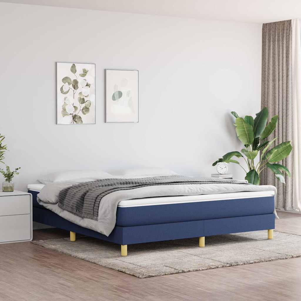 Struttura Letto a Rete a Molle Blu 160x200 cm in Tessuto