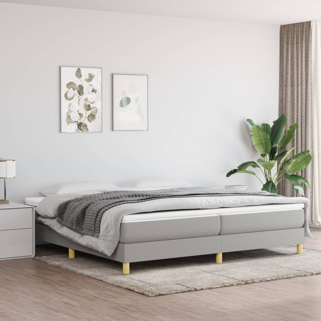 Struttura Letto a Rete a Molle Grigio Chiaro 200x200 cm Tessuto | homemem39