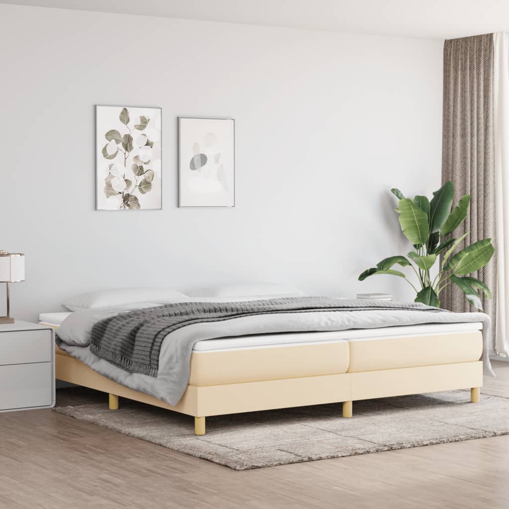 Struttura Letto a Rete a Molle Crema 200x200 cm in Tessuto | homemem39