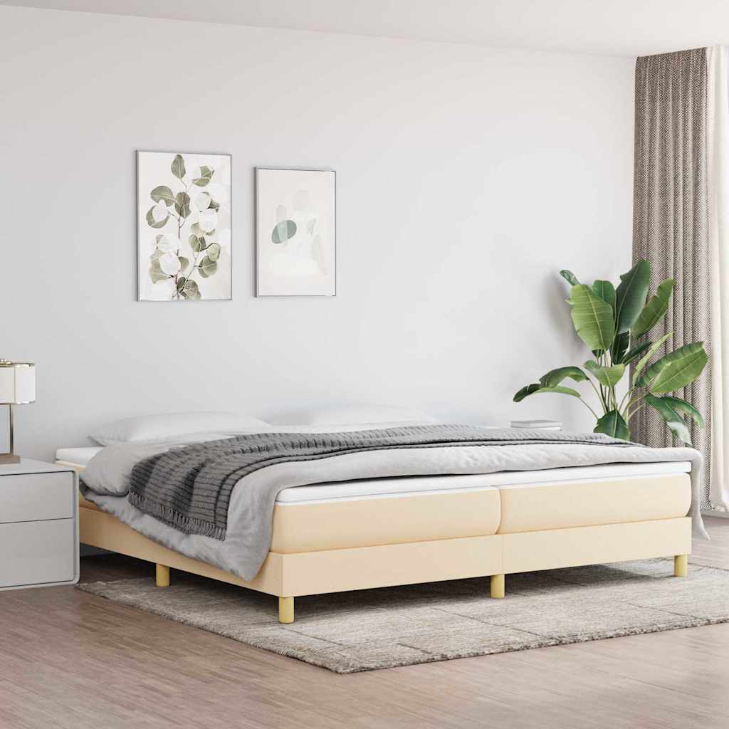 Struttura Letto a Rete a Molle Crema 200x200 cm in Tessuto