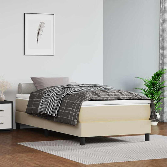 Struttura Letto a Rete a Molle Crema 90x190 cm in Similpelle