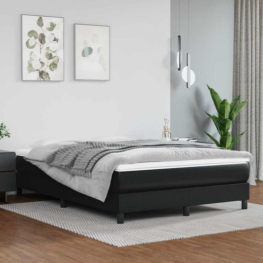 Struttura Letto a Rete a Molle Nero 140x190 cm in Similpelle