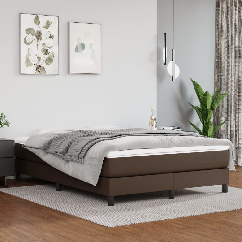 Struttura Letto a Rete a Molle Marrone 140x200 cm in Similpelle | homemem39