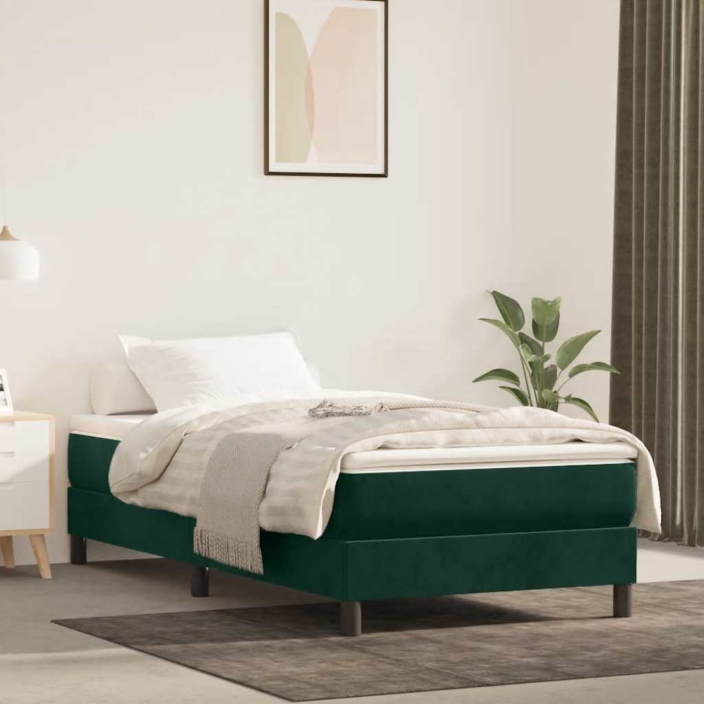 Struttura Letto a Rete a Molle Verde Scuro 80x200 cm in Velluto | homemem39