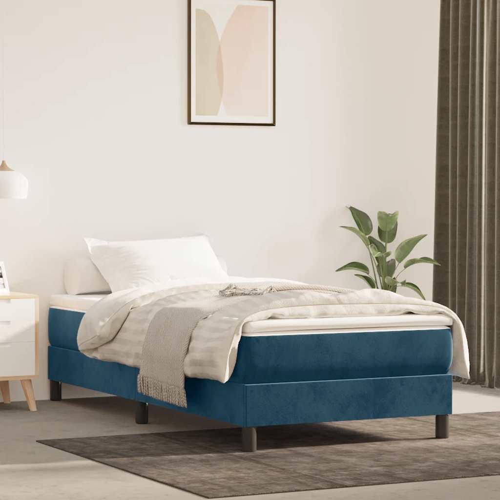 Struttura Letto a Rete a Molle Blu Scuro 80x200 cm in Velluto | homemem39