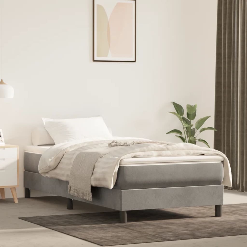 Struttura Letto a Rete a Molle Grigio Chiaro 90x190 cm Velluto | homemem39