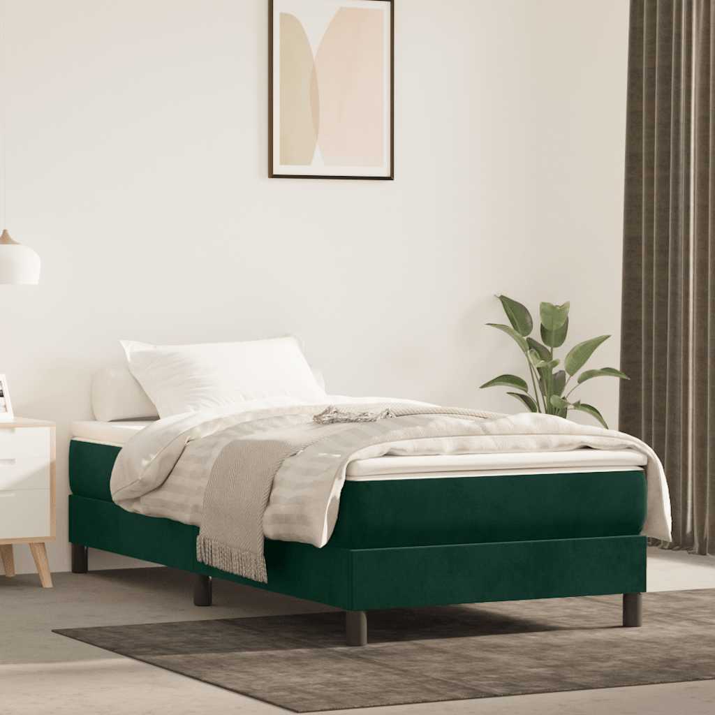 Struttura Letto a Rete a Molle Verde Scuro 90x190 cm in Velluto | homemem39