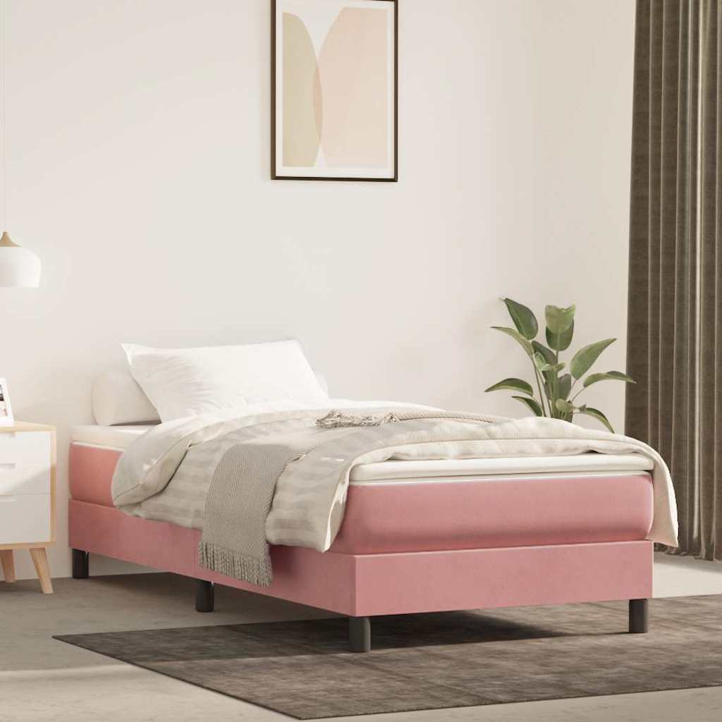 Struttura Letto a Rete a Molle Rosa 90x190 cm in Velluto