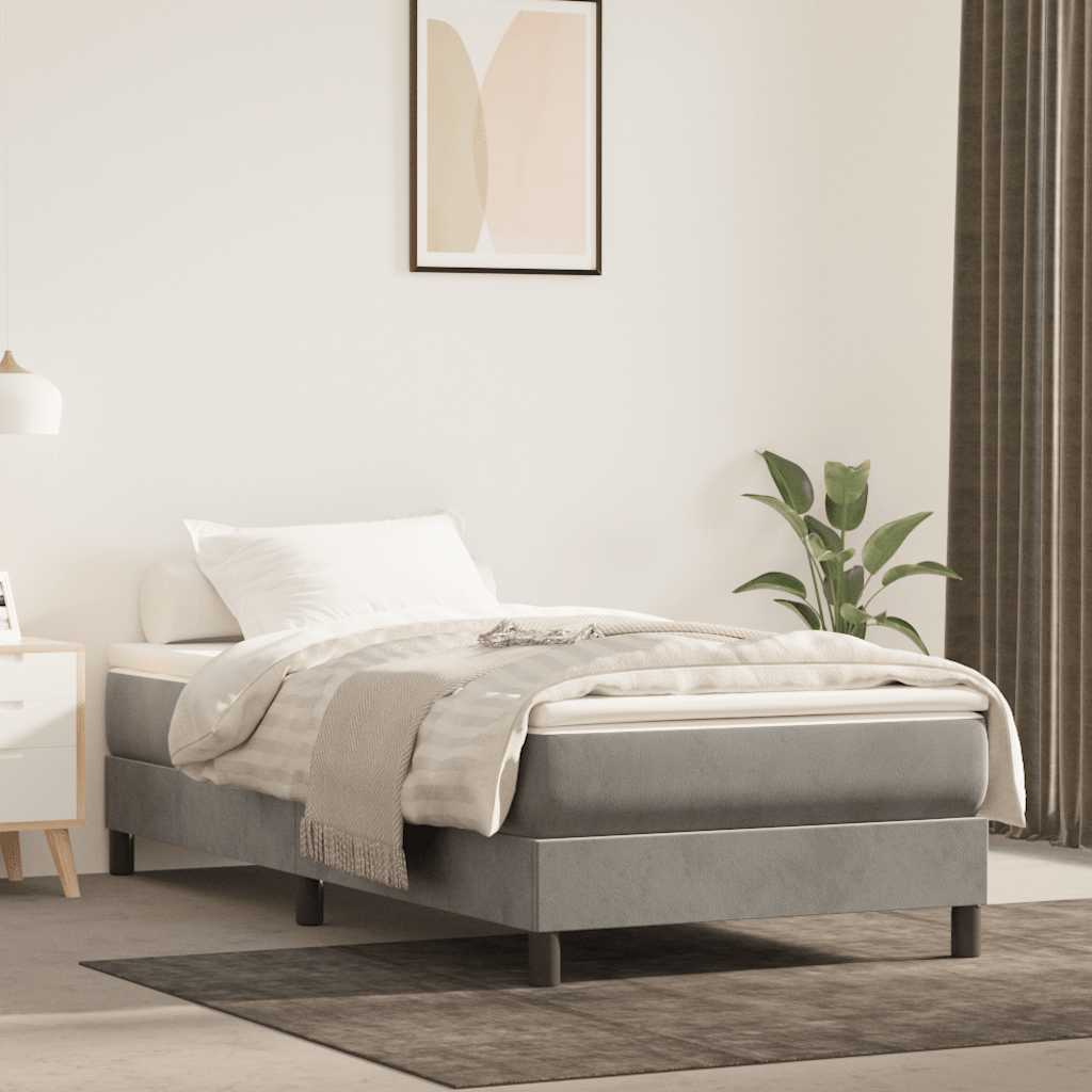 Struttura Letto a Rete a Molle Grigio Chiaro 90x200 cm Velluto | homemem39