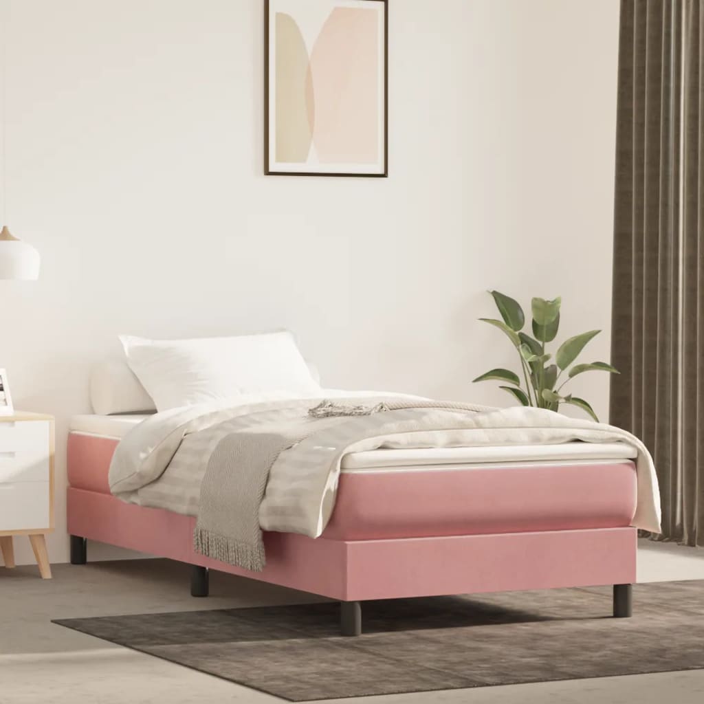 Struttura Letto a Rete a Molle Rosa 90x200 cm in Velluto | homemem39