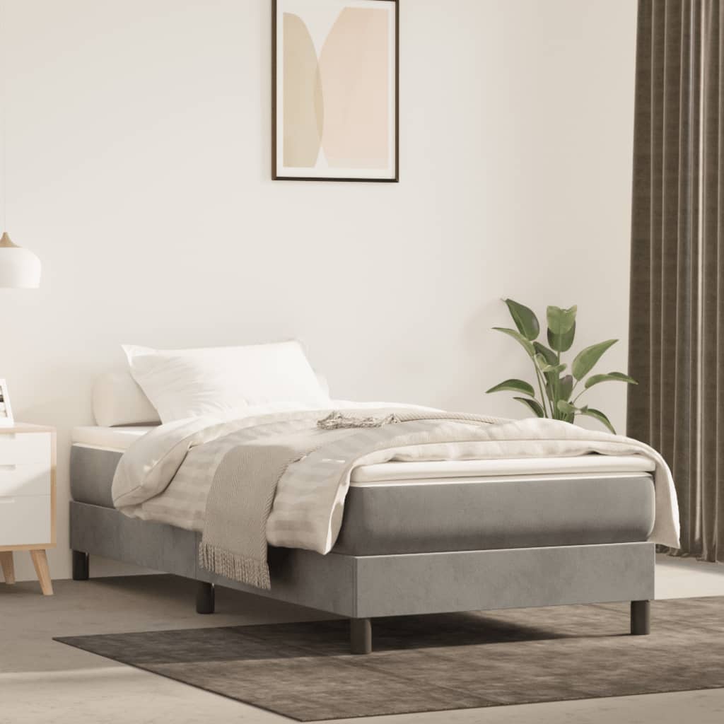 Struttura Letto a Rete a Molle Grigio Chiaro 100x200 cm Velluto | homemem39