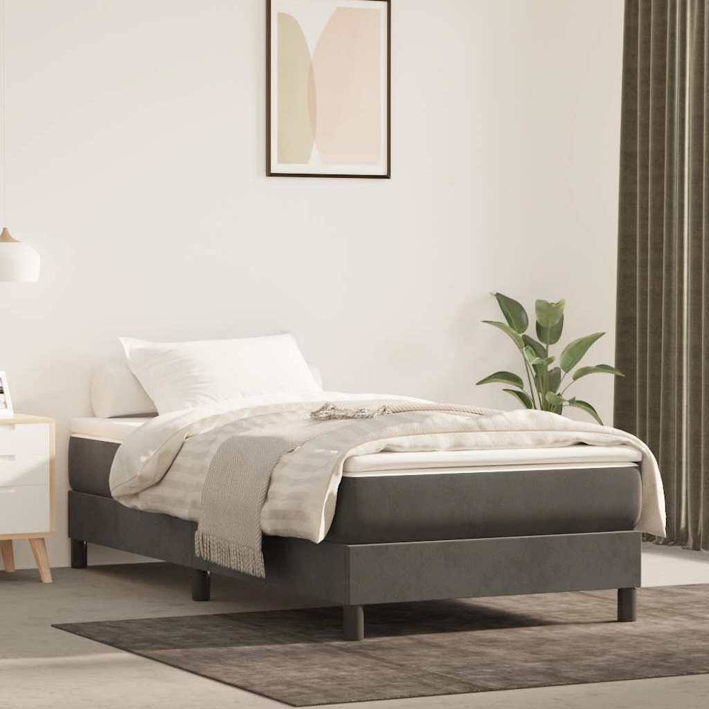 Struttura Letto a Rete a Molle Grigio Scuro 100x200 cm Velluto