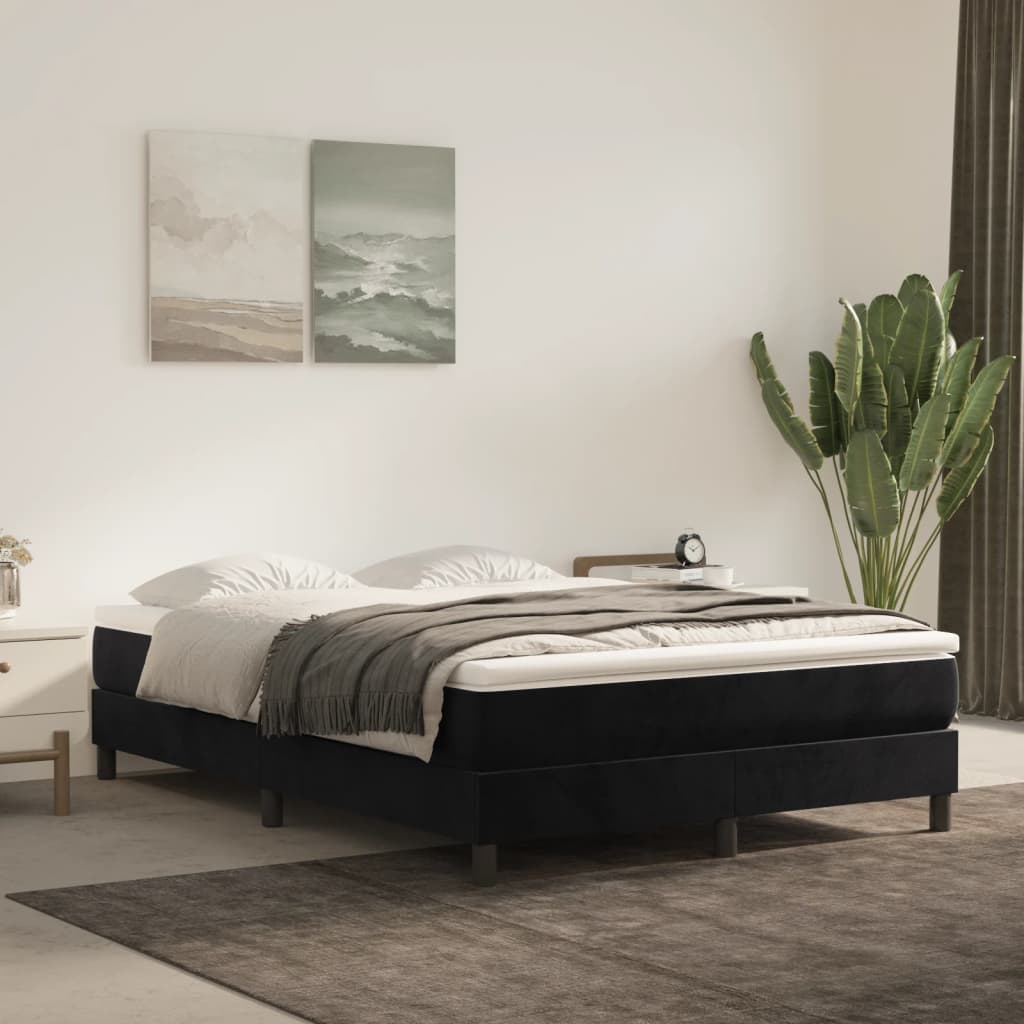 Struttura Letto a Rete a Molle Nero 140x190 cm in Velluto | homemem39