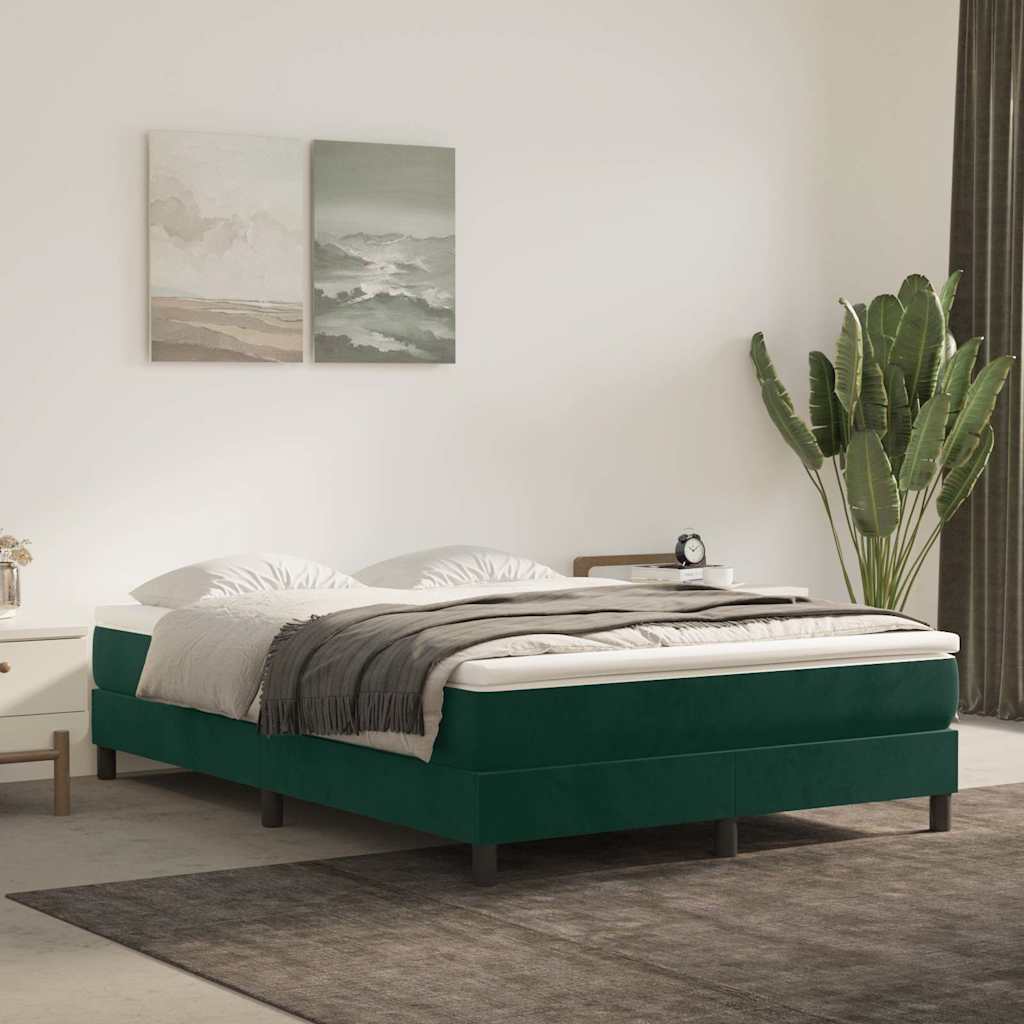 Struttura Letto a Rete a Molle Verde Scuro 140x190cm in Velluto