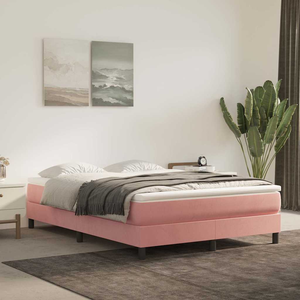 Struttura Letto a Rete a Molle Rosa 140x190 cm in Velluto