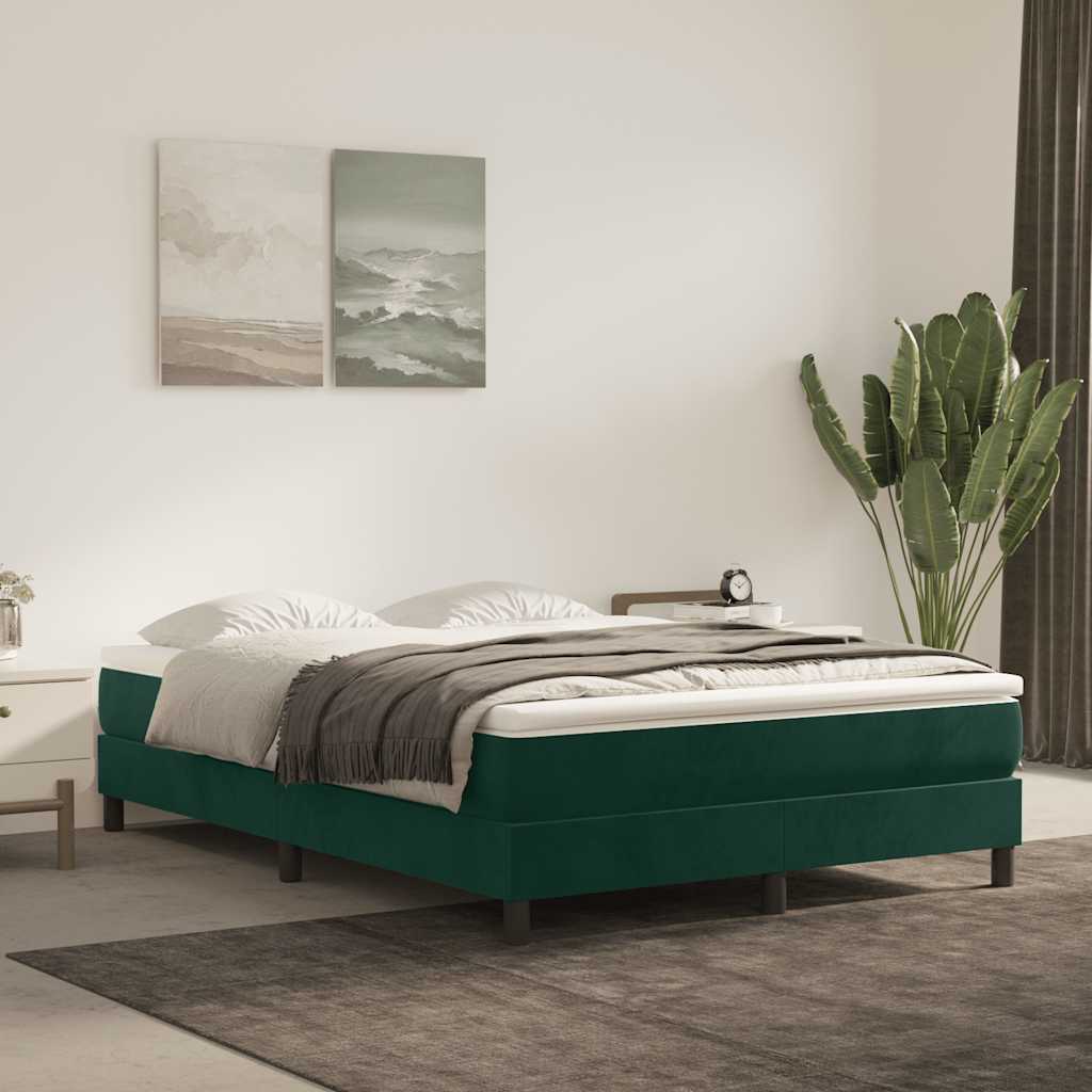 Struttura Letto a Rete a Molle Verde Scuro 140x200 cm in Velluto | homemem39
