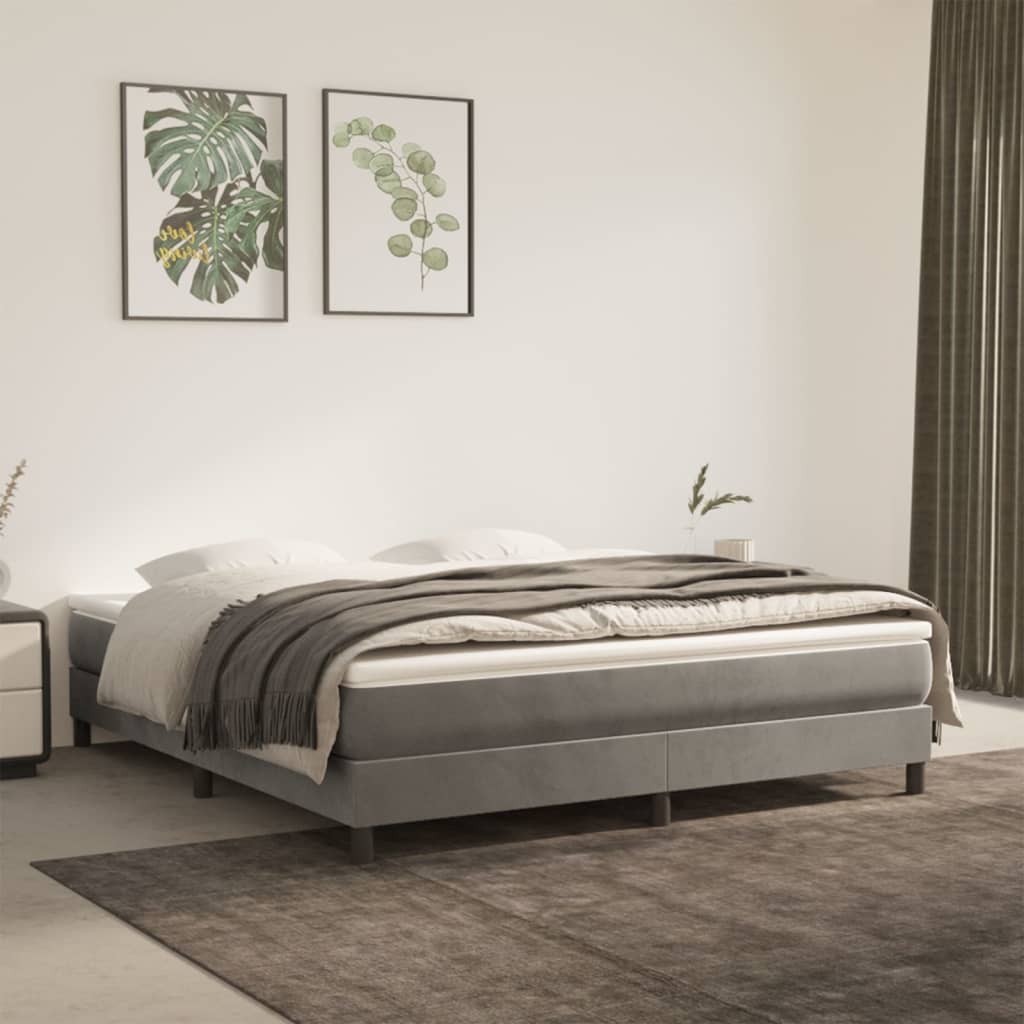 Struttura Letto a Rete a Molle Grigio Chiaro 160x200 cm Velluto | homemem39