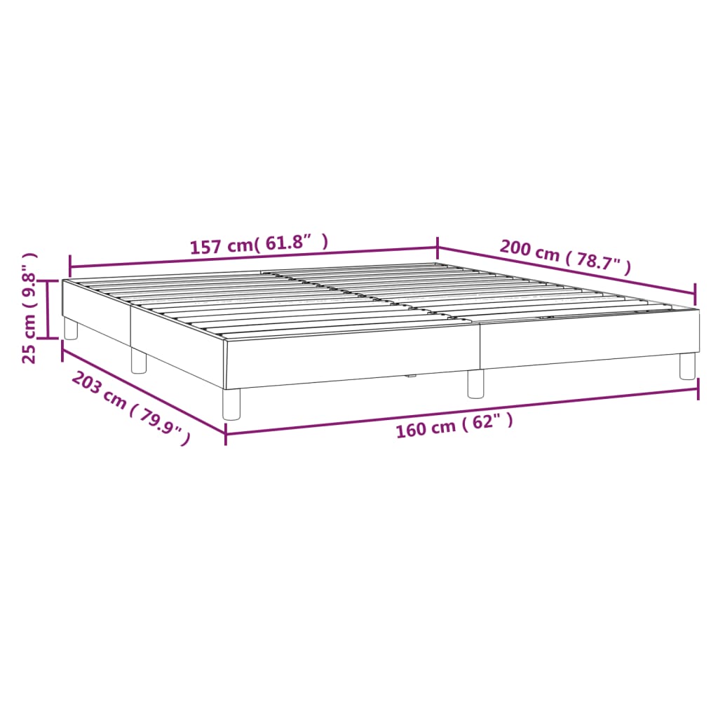 Struttura Letto a Rete a Molle Nero 160x200 cm in Velluto | homemem39